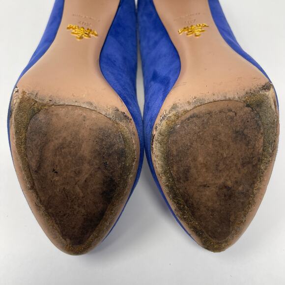 Prada Blue Suede Leather Platform Stiletto Heel Pumps (Size 40.5 EU) - Picture 12 of 16